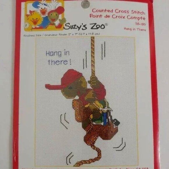NWT Suzy's Zoo Embroidery Cross Stitch "Hang In There" Turtle Sew Craft Vintage - Picture 1 of 6
